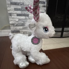 Glisten White Reindeer Plush Stuffed Animal Soft Pink Glitter Antlers Christmas