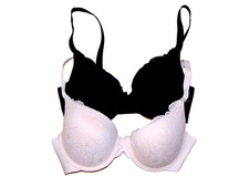 Jason Wu Lot 2 Lace Underwire Bras 36C Black Blush Pink Push-Up Scallop