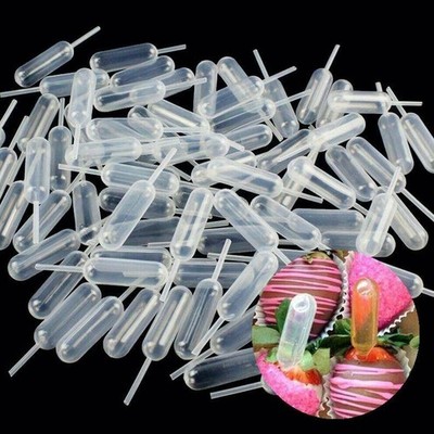100pcs Plastic Squeeze Transfer Pipettes Dropper For Cup Cakes Strawberries 4ml 