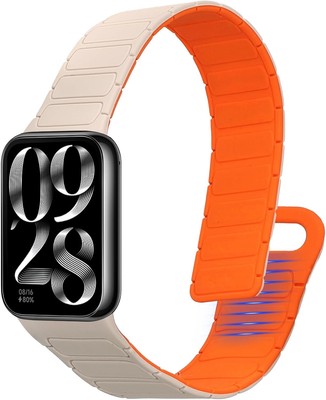 kwmobile Strap Compatible with Xiaomi Smart Band 8 Pro/Smart white / orange 