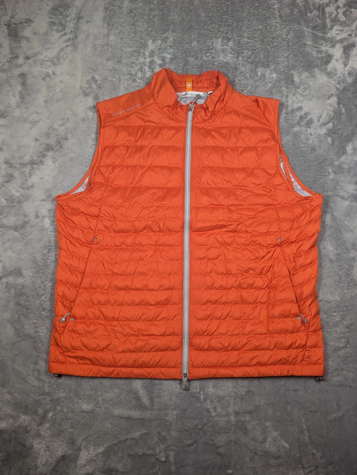 Peter Millar Vest Mens XL Orange All Course Puffer Insulated Golf Full Zip Layer