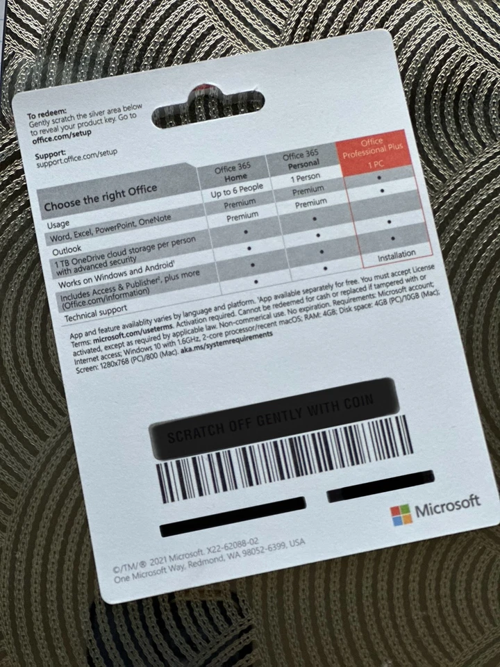 Office Pro Plus 2021 1PC Lifetime Product Card Genuine Sealed - Image 4 of 4