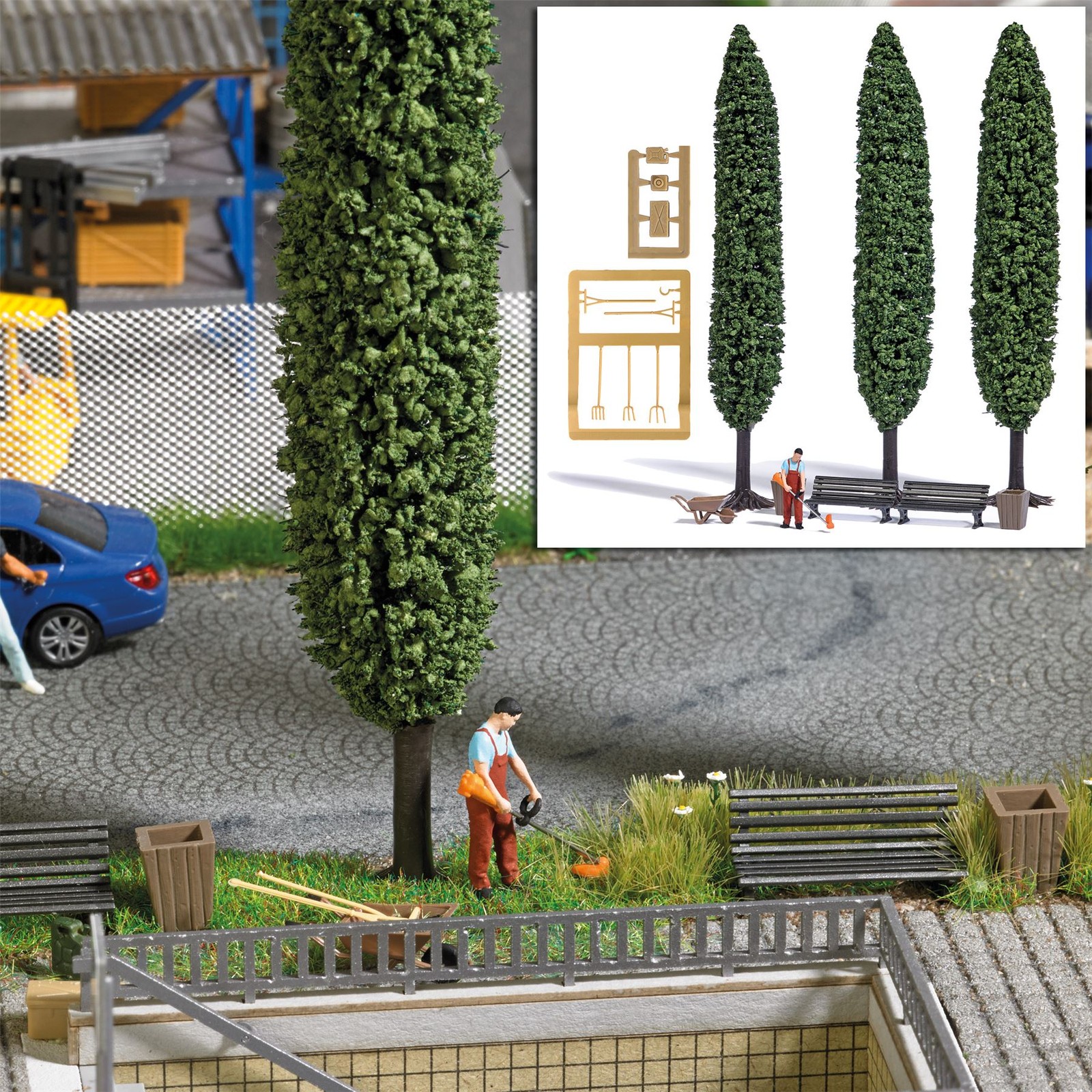 Action Set: Grass Trimmer HO Gauge figures Busch 7853