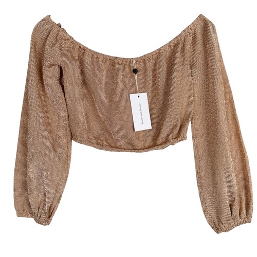New Lovers and Friends Nayelli Metallic Crop Top Rose Gold FLAWS - XS