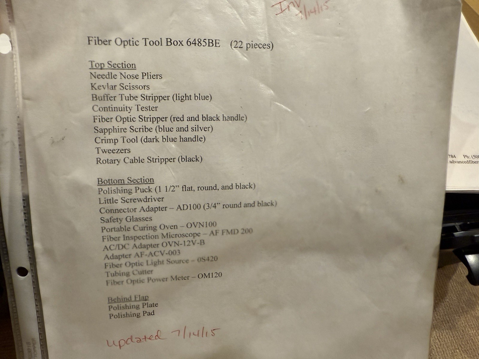 ADVANCED FIBER SOLUTIONS SERIES TOOL SET