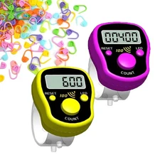 Stitch Counters 2Pcs LED Digital Row Counter and Stitch Markers 50 Pcs Crochet