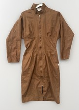 NOK NOK Vintage Brown Original 80s Style Dress, Front Zip, Pockets, Unique