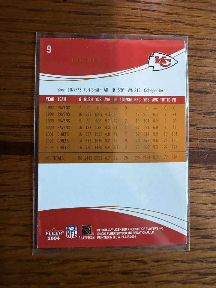 2004 Flair Priest Holmes #9 Kansas City Chiefs - Image 2 of 2