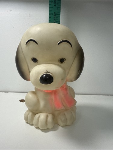 Vintage DREAMLAND CREATIONS WHITE DOG 1970 7” Squeaker Toy Hard Plastic