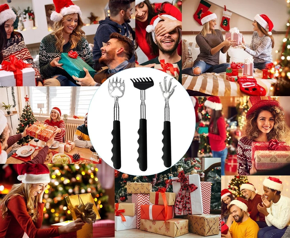 Paquete de 3 rascadores traseros telescópicos portátiles de metal con asas de goma Foto 4 de 4