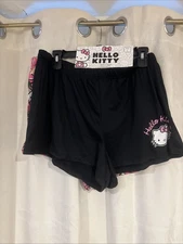 NWT 2 Pair Hello Kitty Sleep Shorts Women's  Elastic Waist- Large College Dorm