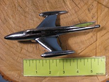 Vintage Chrome Jet Airplane Hood Ornament Emblem 149443 50-60s Rare Futuristic