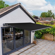Image of JSH ELECTRIC AWNING Retractable + LED Lights 3m x 2.5m Grey Beige Black Patio