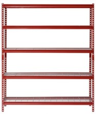 60"W x 24"D x 72"H 5-Tier Steel Shelving; 650 lb. Capacity per Shelf; Red