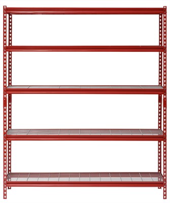  60''W x 24''D x 72''H 5-Tier Steel Shelving; 650 lb. Capacity per Shelf; Red
