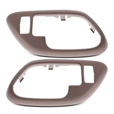 2x Front Side Beige Interior Door Handle Bezel w/Lock Hole for Chevy Tahoe GMC