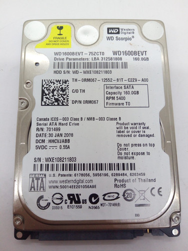 WESTERN DIGITAL *WD1600BEVT-75ZCT0* 160GB* SATA HDD Notebook 2,5 Zoll #NFP1885
