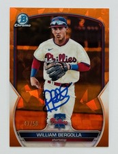 William Bergolla Autographed 2023 Bowman Chrome Orange Sapphire /50 #BCP-67 COA