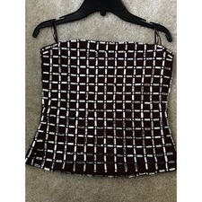 Zara Rhinestone Tube Top Brown Y2K Corset Bustier Party Club Euro Glam M NWT