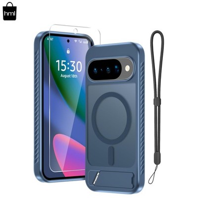 Translucent Navy Blue Case for Pixel 10/10 Pro with Kickstand & Screen Protector