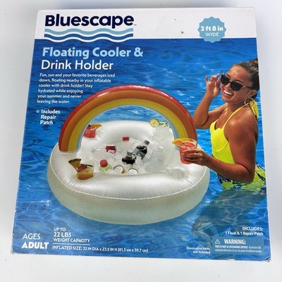 Bluescape Floating Rainbow Inflatable PVC Cooler and Drink Holder 32''x23'' White