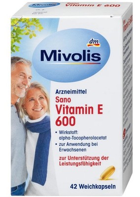 5x Mivolis Sano Vitamin E 600 Soft Capsules, 42 pcs; Ships from Germany!