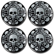 4 x 60mm 3D Domed Car Wheel Centre Rims Silver Stickers Decals for Caps