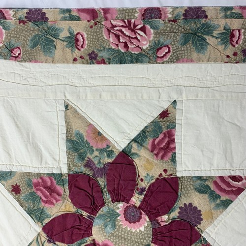 Amish handgenäht Queen Size Quilt Stern Dahlie Muster 96" x 82" Hütte Vintage - Bild 6 von 11
