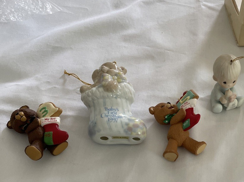 Lot of 4 Vintage Christmas ornaments ~ Hallmark, Avon, Precious Moments