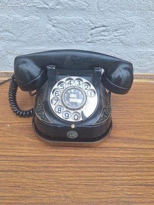 Vintage RTT-56 Belgisches Klingeltelefon Wasserkocher Dreh Wählscheibentelefon Gold Aufkleber Deko