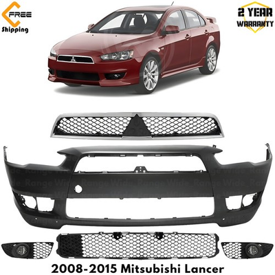 #ad Front Bumper Cover Primed amp; Grille Assembly For 2008 2015 Mitsubishi Lancer $333.00
