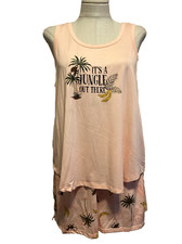 JOYSPUN SLEEPWEAR SHORTY SET PEACH BUD SCREEN PRINT Tank  Shorts Sz 3X 