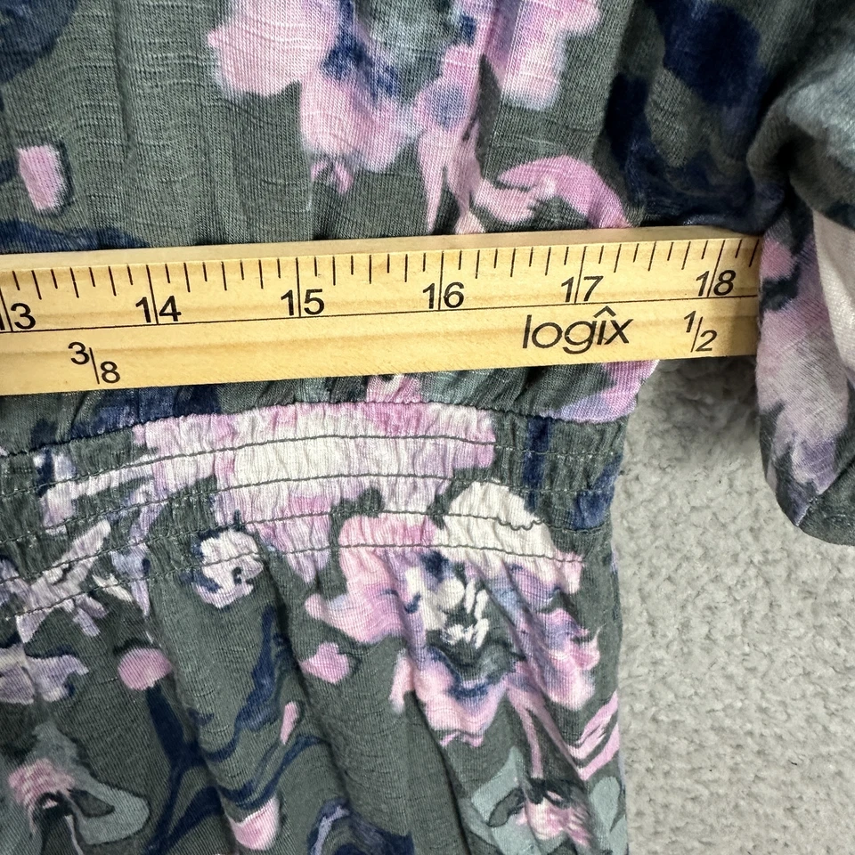 Jessica Simpson Maternity Top Womens Small Green Floral V-Neck Babydoll Tassel - Image 4 of 4