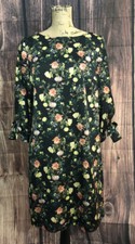 banana republic Black Floral Print Dress With Tie Sleeves, Size 8