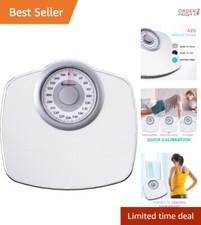 Analog Bathroom Scale White 12.4" x 12" Anti-Skid 400 LB Weight Monitoring