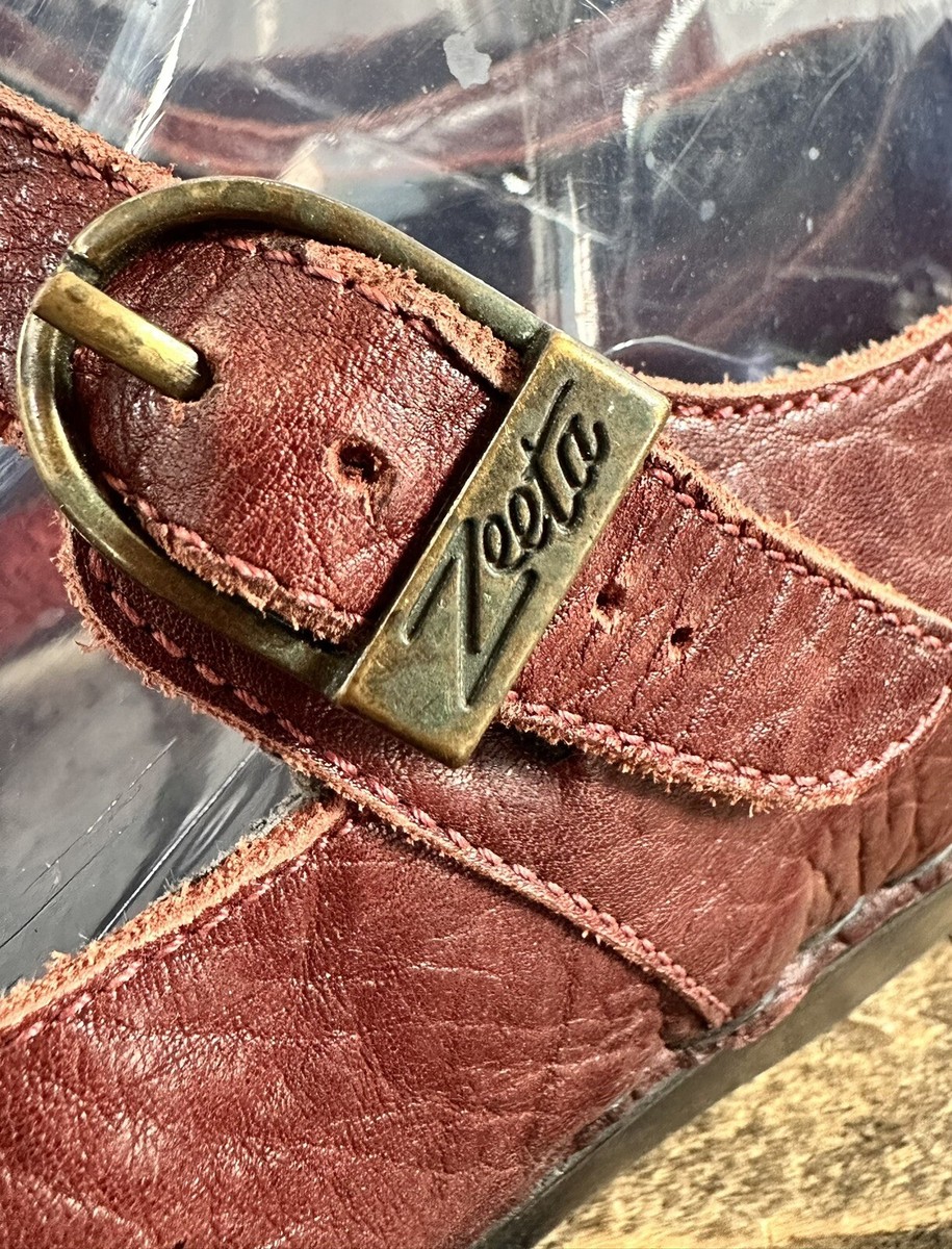Zeeta Leather Buckle Shoes Dark Red Euro 41 US 10.5 Mary