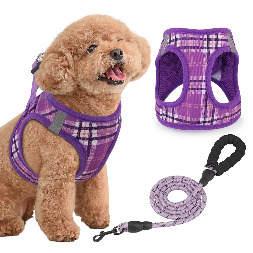 Dog Harness and Leash Set Soft Mesh Adjustable Pet Puppy Reflective Chest Strap Dog Harness and Leash Set Soft Mesh Adjustable Pet Puppy Reflective Chest Strap