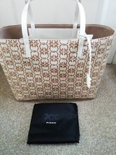 Borsa Pinko Carrie Big Tote cotone beige/marrone prezzo di listino 280€ 