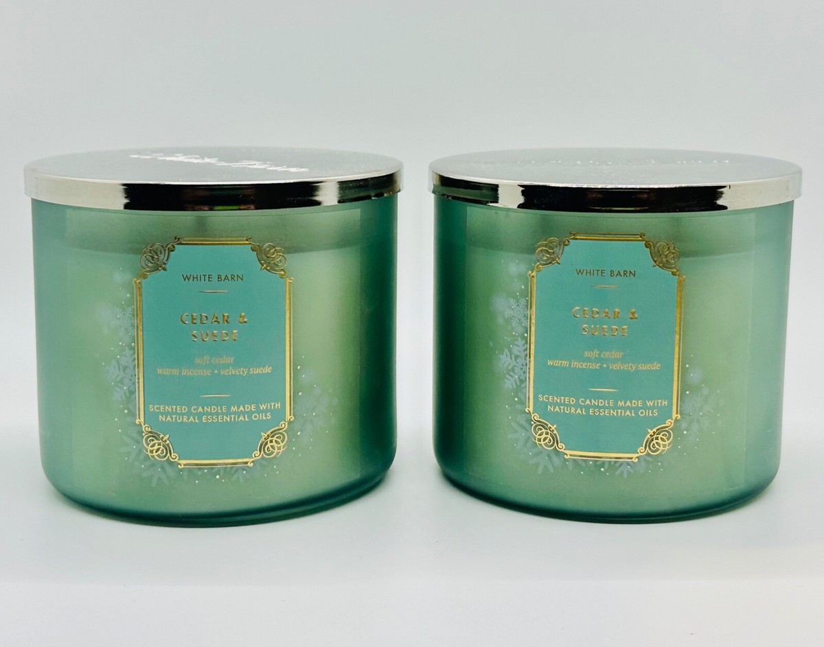 2-Pack Bath & Body Works CEDAR & SUEDE 3 Wick Scented Candle 14.5