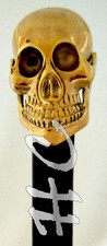 Solid Brass Black Wooden Walking Cane Skull Head Handle Stick Vintage Gift