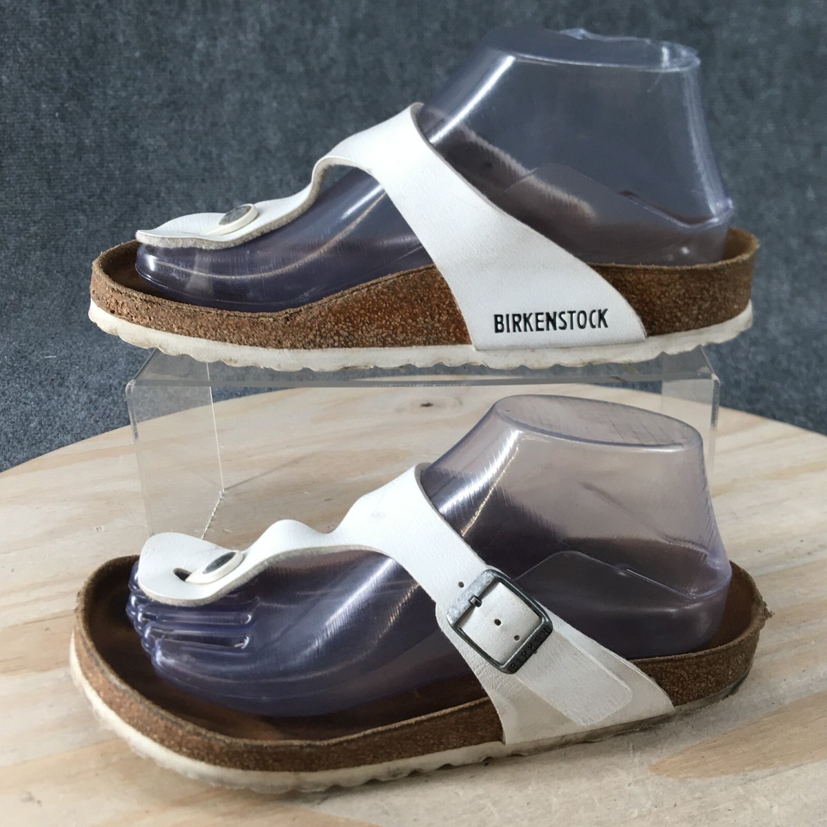 Birkenstock Sandals Men’s US16 EU49 Gizeh Thong White Buckle Strap Flats Comfort Birkenstock Gizeh Big Buckle Sandal in White Leather – Plaza  main image 2