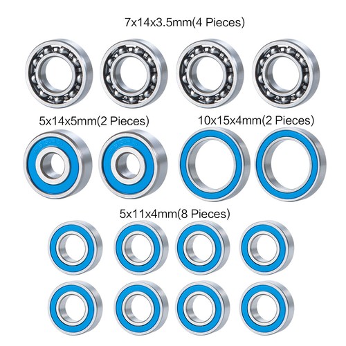 16 pcs For Axial SCX10.2 SCX10 II Ar44 Axle Front & Rear Bearing Kit ABEC3 P6 - Picture 2 of 3