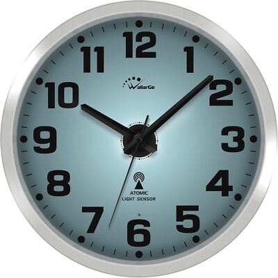 WallarGe Atomic Wall Clock with Night Light - Silent Lighted up Wall Clock Glow