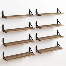 8pcs Floating Shelves Rustic Wood Wall Shelves Office Decor Plants Display Shelf