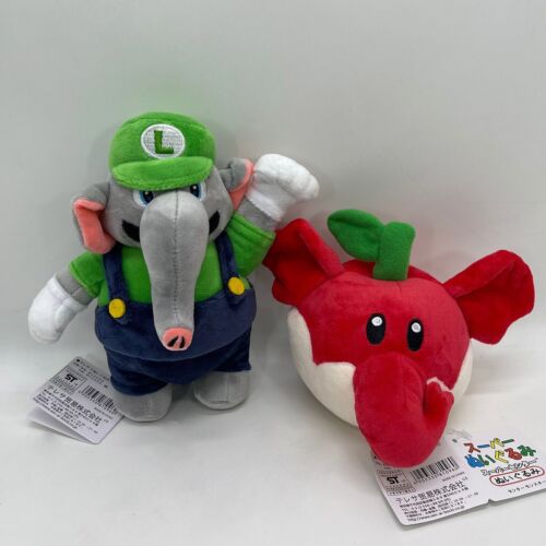 2 x peluche jouet doux poupée nounours 7,5" Super Mario Bros. Wonder éléphant Luigi - Photo 1 sur 15