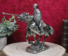 Ebros Medieval Suit of Armor Knight Jousting On Horse Statue Medieval Tournament