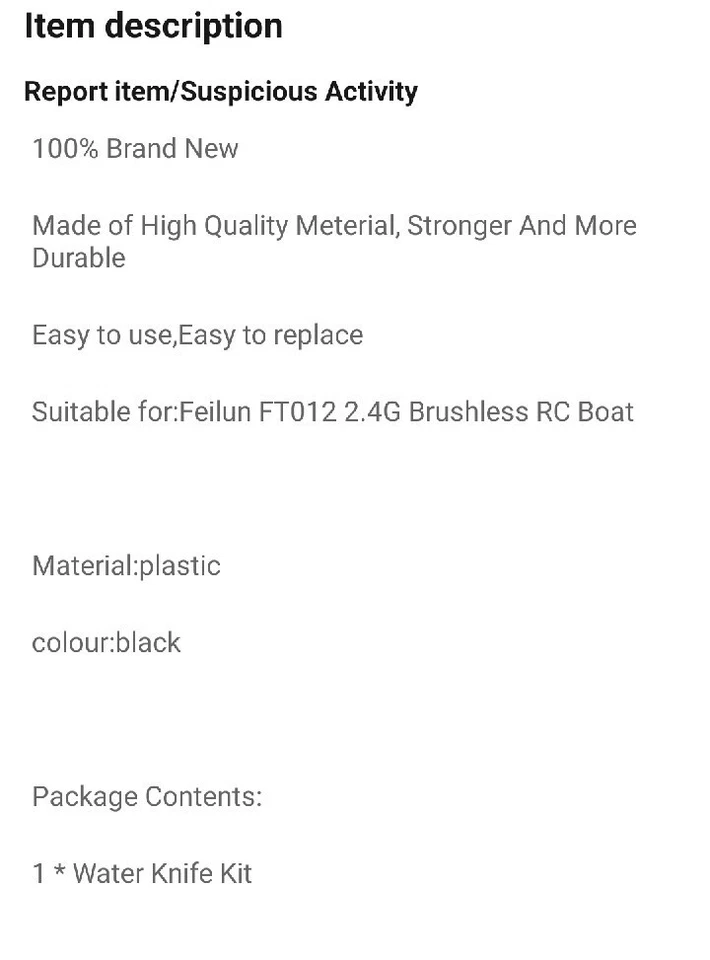 Wltoys W-12 Boat Water Turn Fins Parts for FT012 & WLTOYS W-12 BOATS - Image 4 of 4