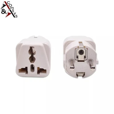 COMSYS Reiseadapter UK GB USA auf EU Strom Netz Adapter Schuko Stecker Kopfer US weiß