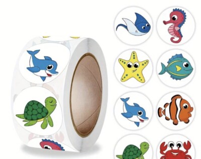 75 x Cute Sea-Life  Stickers Labels 25mm