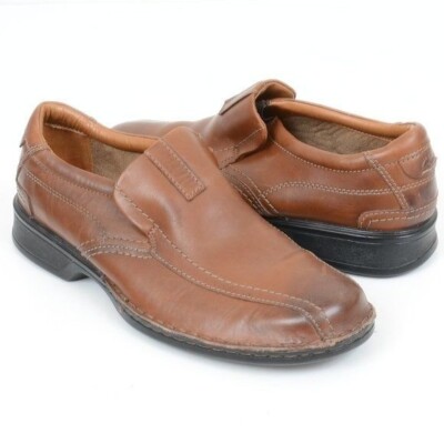 Clarks Men's Escalade Step Loafers Casual Slip On Brown Leather Men's 